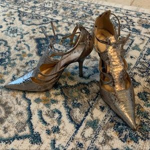 🐍🖤 Enigma Strappy Snakeskin Heels